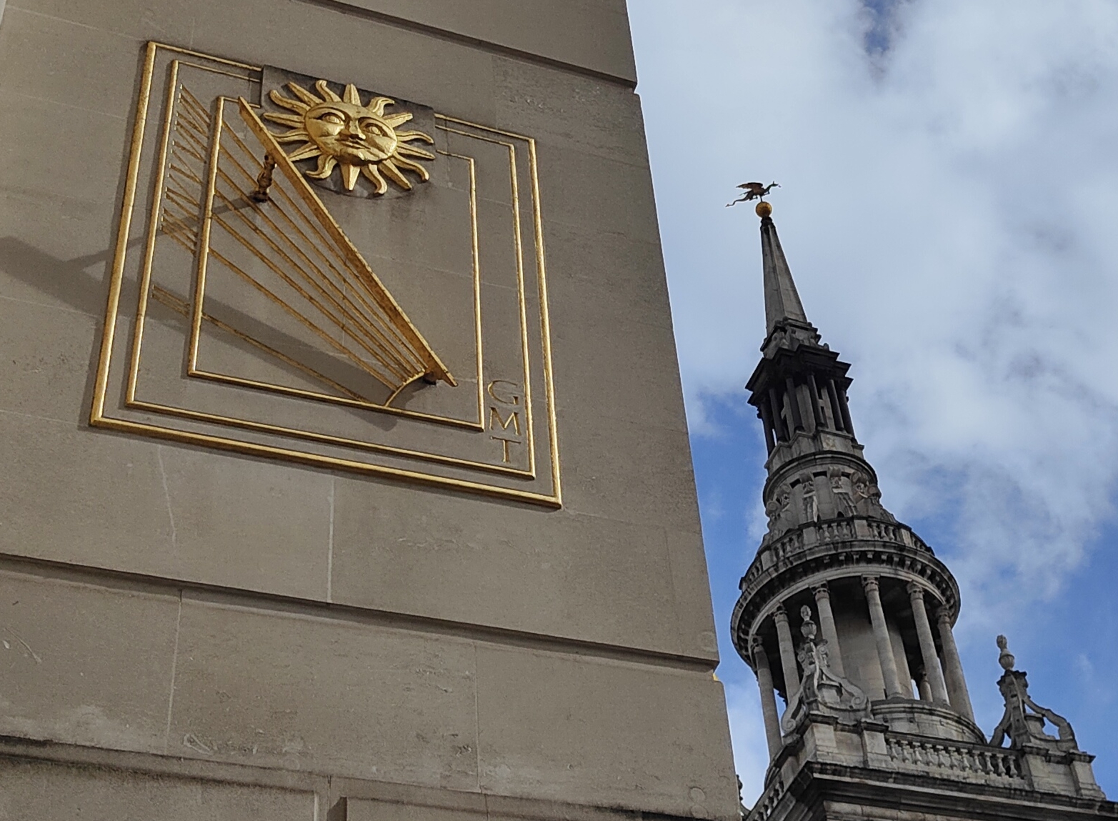 Sundial with Mary le bows behind
